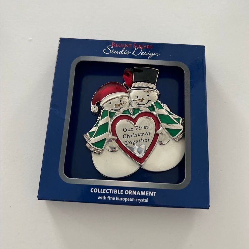 Snowman Ornament with Red and Green Accents